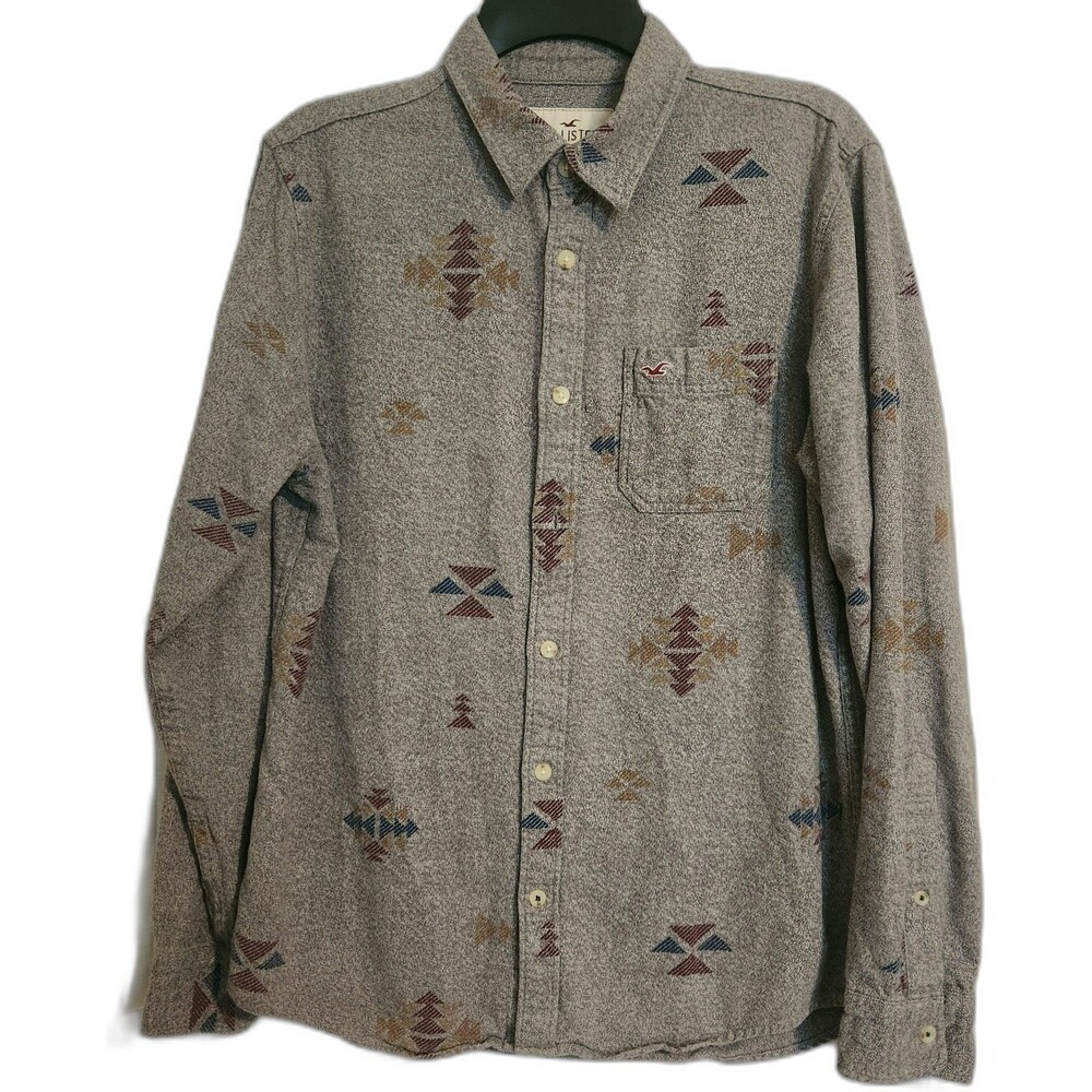 Hollister Flannel Southwestern Aztec Button Up Shirt Men's Large Cotton Western